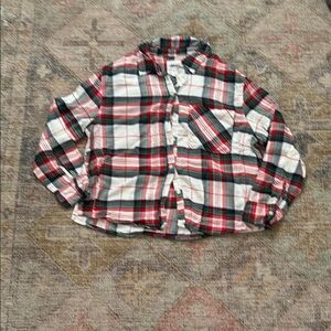 Aerie Kids Plaid Button Down Shirt - Red, Green, White